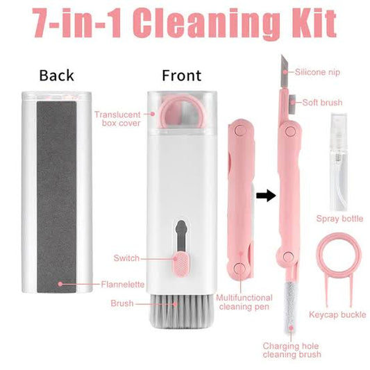 7-in-1 Keyboard Cleaner Brush Kit – Multi-Functional Cleaning Tool for Laptop, Mobile, Earbuds & More | Portable & Powerful - 1ZERO10